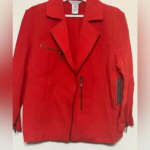 Multiples by Safari  (Faux) zipper trim blazer with clasp closure